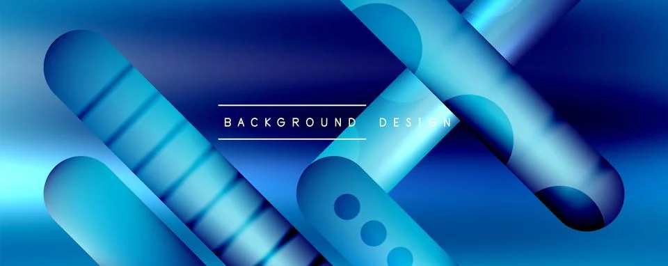 Techno round shapes, lines abstract background with glossy elements. Vector 스톡 일러스트