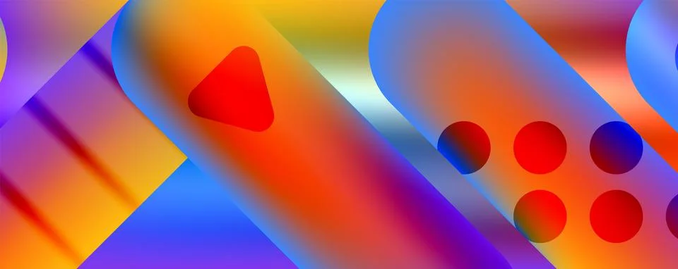 Techno round shapes, lines abstract background with glossy elements. Vector Illustrazione stock