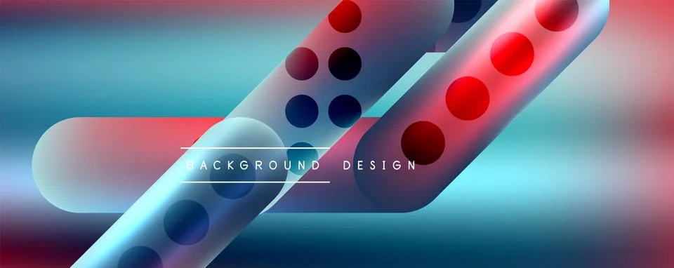 Techno round shapes, lines abstract background with glossy elements. Vector Ilustração Stock