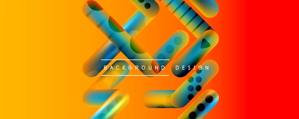 Techno round shapes, lines abstract background with glossy elements. Vector Illustrazione stock