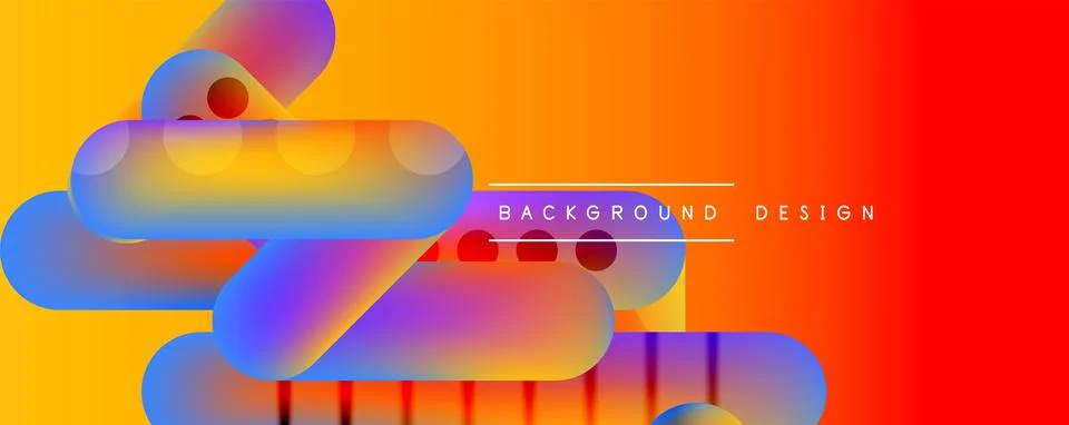 Techno round shapes, lines abstract background with glossy elements. Vector 스톡 일러스트