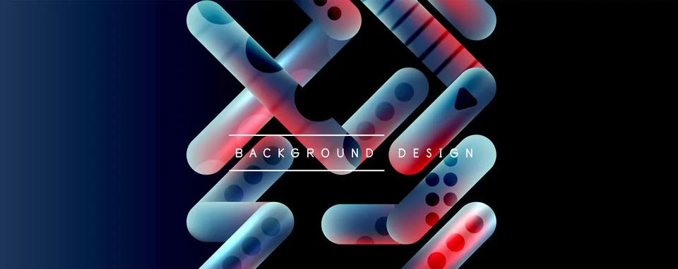 Techno round shapes, lines abstract background with glossy elements. Vector 스톡 일러스트