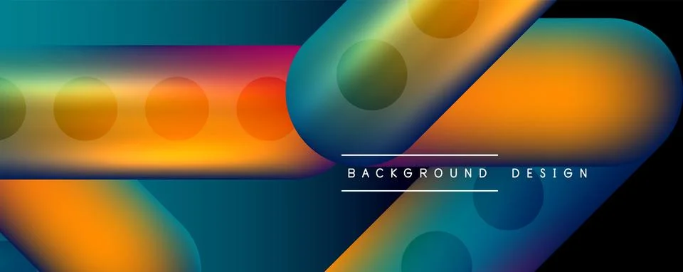 Techno round shapes, lines abstract background with glossy elements. Vector 스톡 일러스트
