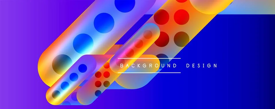 Techno round shapes, lines abstract background with glossy elements. Vector Illustrazione stock