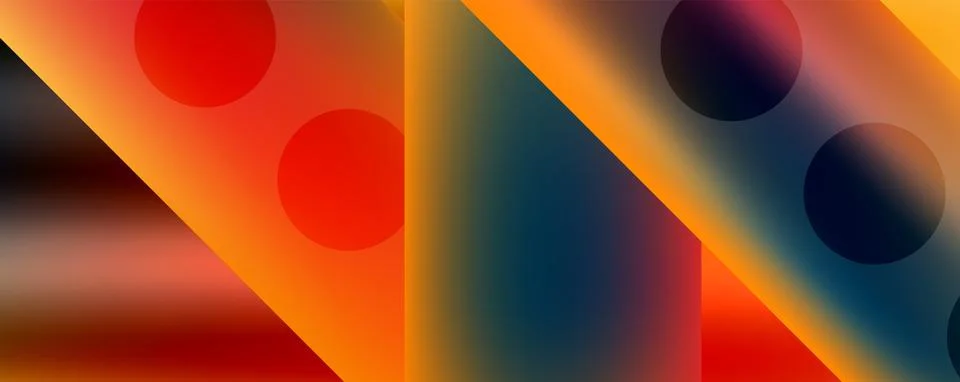 Techno round shapes, lines abstract background with glossy elements. Vector Ilustração Stock