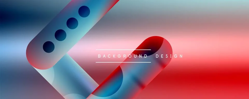 Techno round shapes, lines abstract background with glossy elements. Vector Stock Illustration
