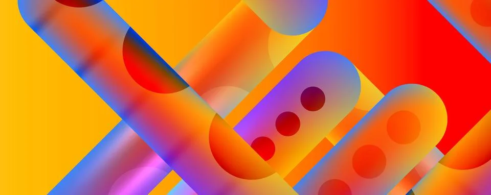 Techno round shapes, lines abstract background with glossy elements. Vector 스톡 일러스트