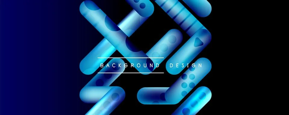 Techno round shapes, lines abstract background with glossy elements. Vector 스톡 일러스트