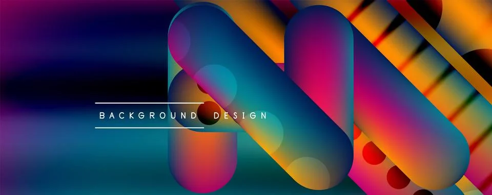 Techno round shapes, lines abstract background with glossy elements. Vector 스톡 일러스트