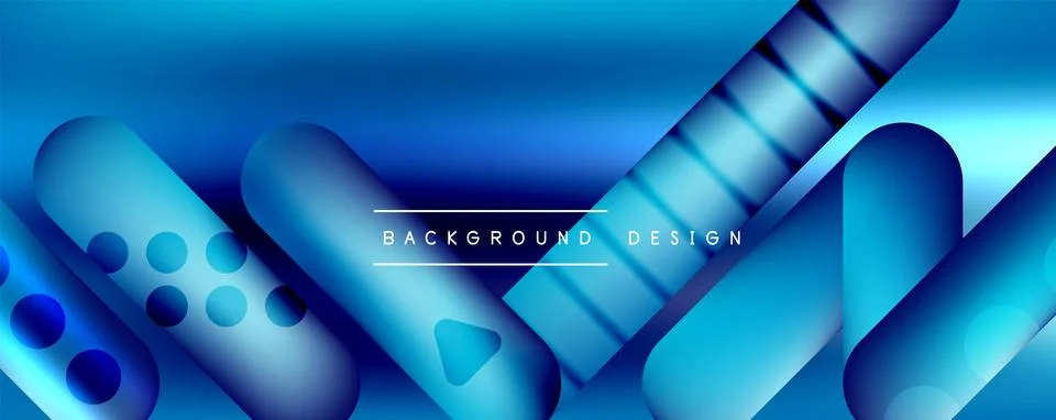 Techno round shapes, lines abstract background with glossy elements. Vector 스톡 일러스트
