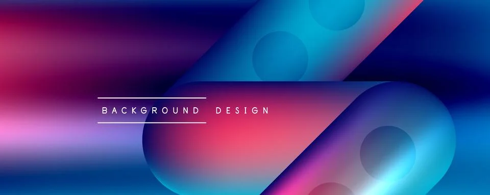 Techno round shapes, lines abstract background with glossy elements. Vector Stock Illustration