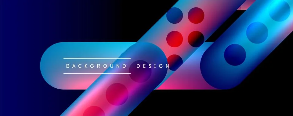Techno round shapes, lines abstract background with glossy elements. Vector Stockillustratie