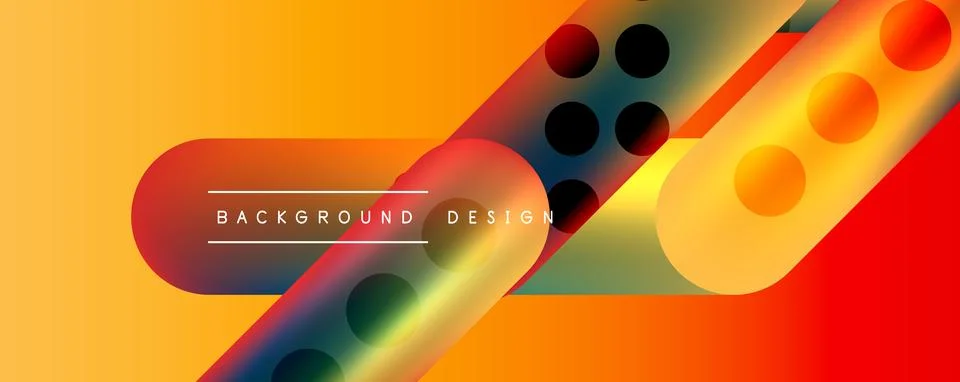 Techno round shapes, lines abstract background with glossy elements. Vector 스톡 일러스트