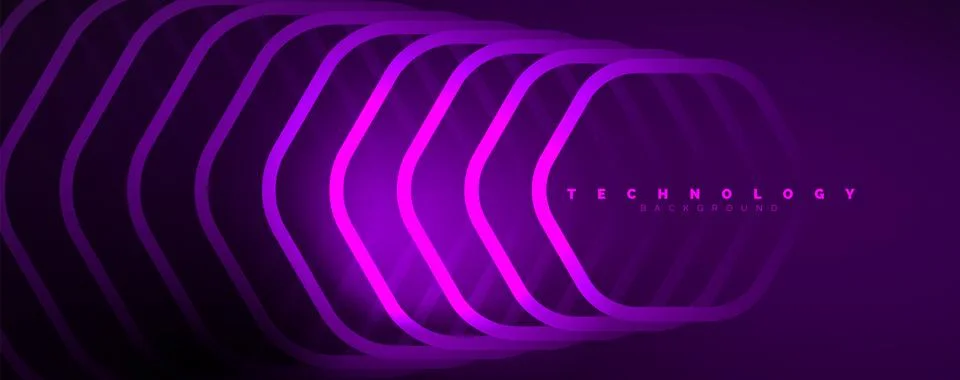 Techno shiny hexagons abstract background, technology energy space light concept Stock Illustration