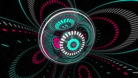 Techno Space Gyroscope Rotation Stock Footage 75607836