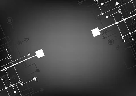 Techno square connect black and white background Stock Illustration