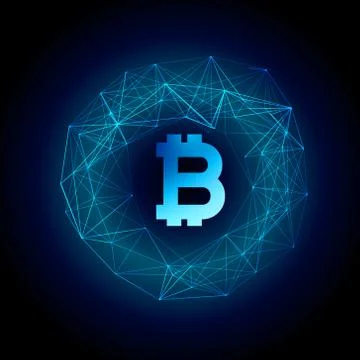 Techno style bitcoin currency vector background Stock Illustration