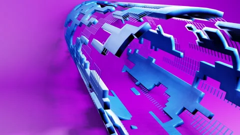 Techno tube rotating in light studio. Techno 3d looping motion graphics Stock Footage 233486379