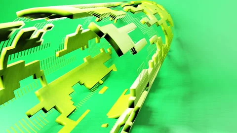 Techno tube rotating in light studio. Techno 3d looping motion graphics Stock Footage 233650168