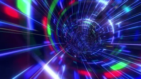 Techno Tunnel Digital Glitch Stock Footage 80992610