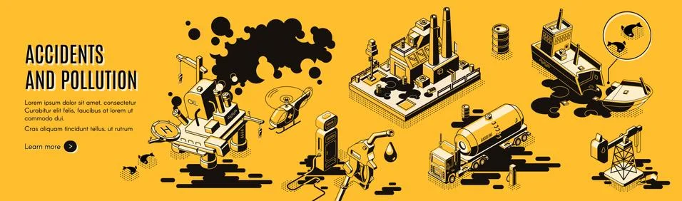 Technogenic disasters isometric webpage Иллюстрация