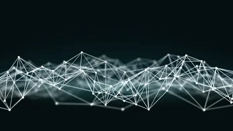 Technologic polygonal background of low poly surface with connected glowing dots Video stock 137447120