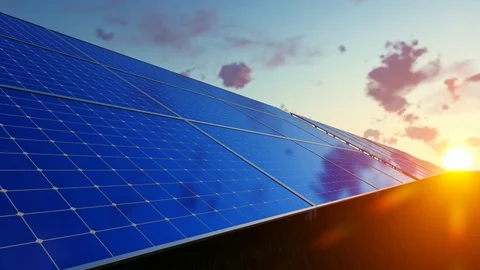 Technologic Solar Energy Panels Farm Stock Footage 107563734