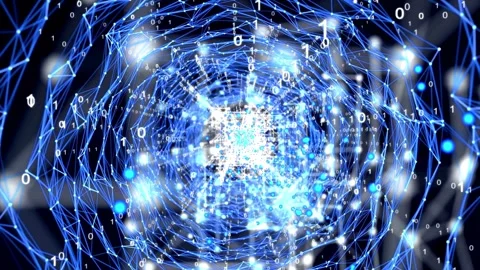 Technological abstract background in big data matrix digital cyberspace. Stock Footage 334026618
