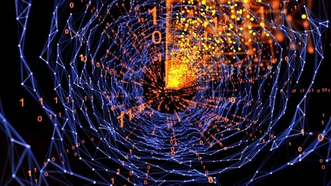 Technological abstract background in big data matrix digital cyberspace. 스톡 동영상 334026624
