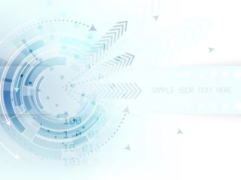 Technological abstract background with circle, arrows and stripe for text Stock Illustration