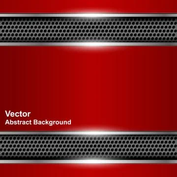 Technological abstract background metallic red banner. Vector illustration Stock Illustration