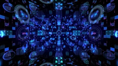 Technological abstract background moving in digital cyberspace Stock-Footage 200947167