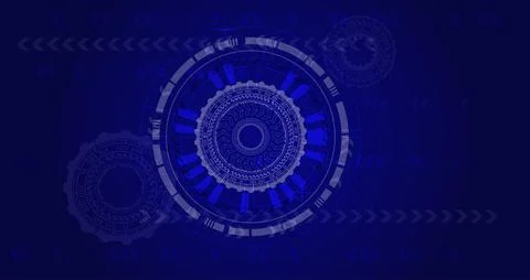 Technological abstract background with pie charts on a dark blue background.  Stock Illustration