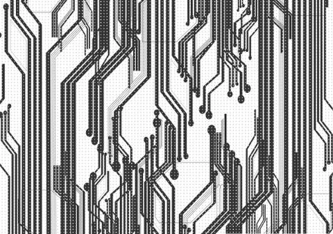 Technological abstract black circuit vector background Stock Illustration