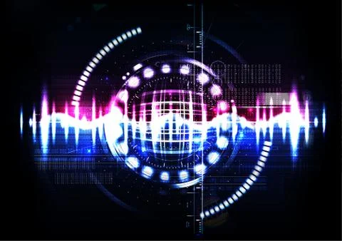 Technological abstract color collided digital hud background vector Stock Illustration