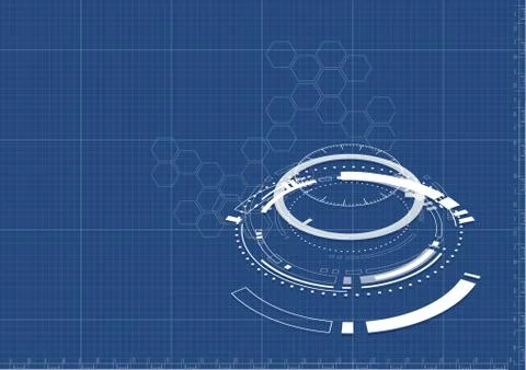 Technological abstract cyber digital technical blueprint background vector Stock Illustration