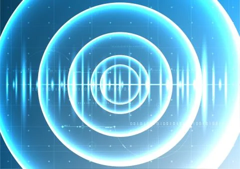 Technological abstract digital blight wave signal blueprint interface backgro Stock Illustration