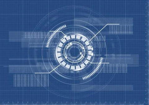 Technological abstract digital blueprint background vector Stock Illustration