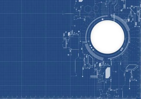 Technological abstract digital technical blueprint background vector Stock Illustration