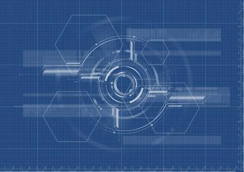 Technological abstract digital technical interface blueprint background vecto Stock Illustration