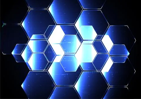 Technological abstract illuminated hexagon background vector Stock Illustration