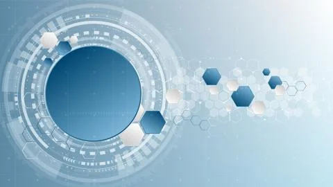 Technological abstract interface technical hexagonal digital template backgro Stock Illustration