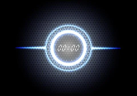 Technological abstract modern blue light clock interface background vector Stock Illustration