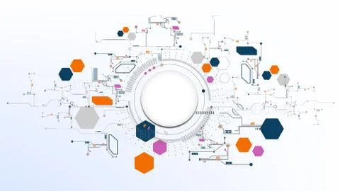 Technological abstract modern digital element board background template vecto Stock Illustration