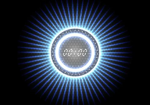 Technological abstract modern splash blue light clock interface background ve Stock Illustration