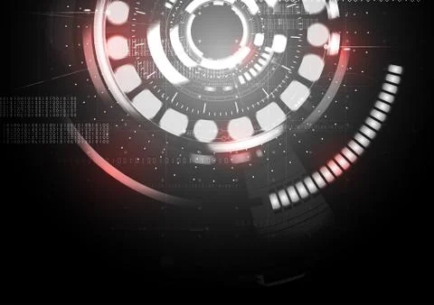 Technological abstract red light digital interface background vector Stock Illustration