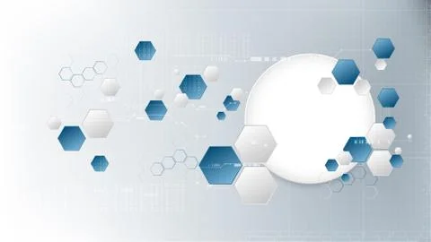 Technological abstract technical hexagonal digital template background vector Stock Illustration