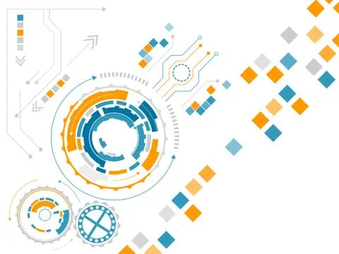 Technological abstract vector illustration with gear wheels, square pattern a Illustrazione stock