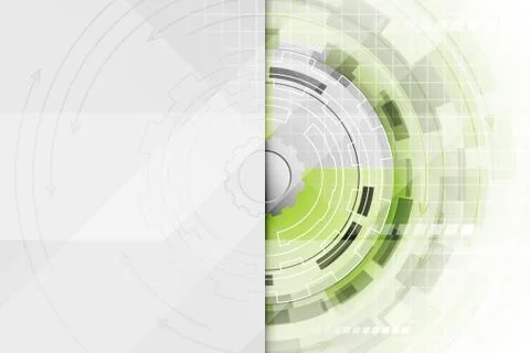 Technological abstract vector illustration with a gear wheel in the middle. Illustrazione stock