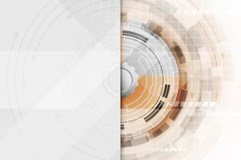 Technological abstract vector illustration with a gear wheel in the middle. Stock Illustration